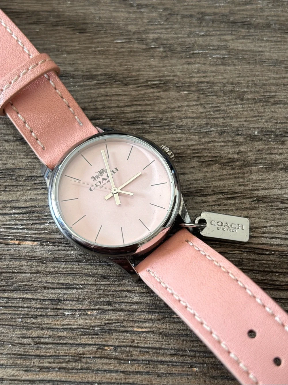 COACH Women's Ruby Quartz Watch - Blush Pink Silver Tone 32mm EUC